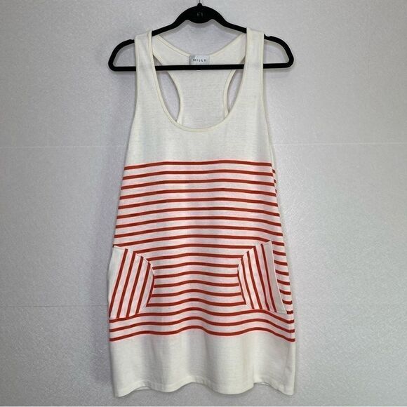 MILLY Racerback Striped Mini Tank Dress L - Picture 2 of 6